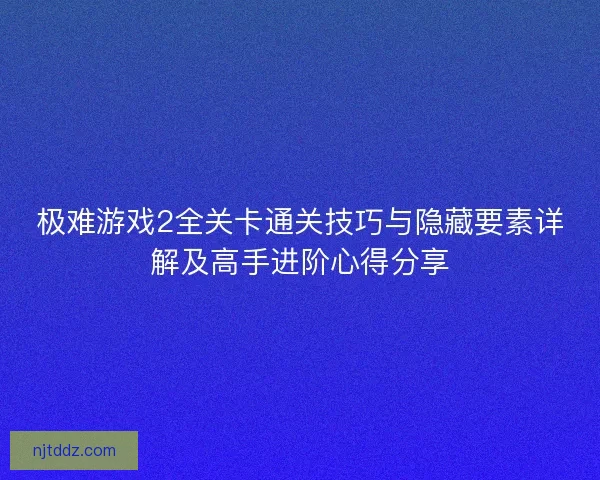 极难游戏2全关卡通关技巧与隐藏要素详解及高手进阶心得分享